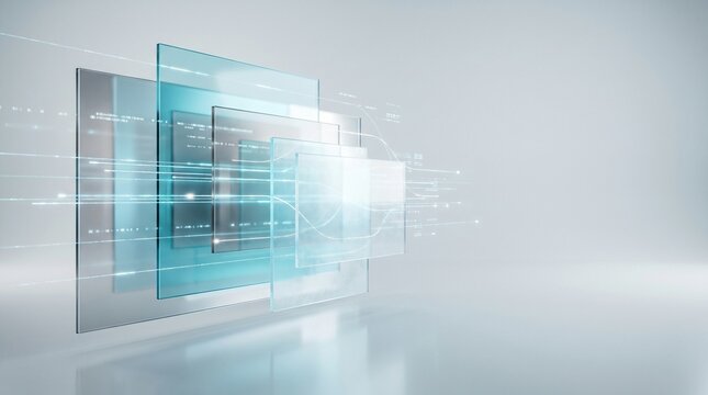 ​Abstract Digital Glass Layers for SaaS UI Background, Cloud Computing & Big Data Presentation