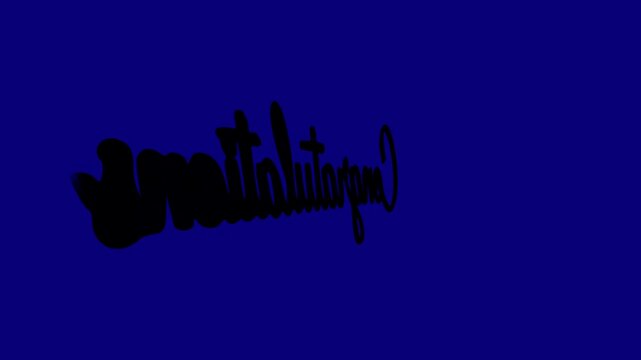 Congratulations text written in elegant blue calligraphy font on a solid blue background