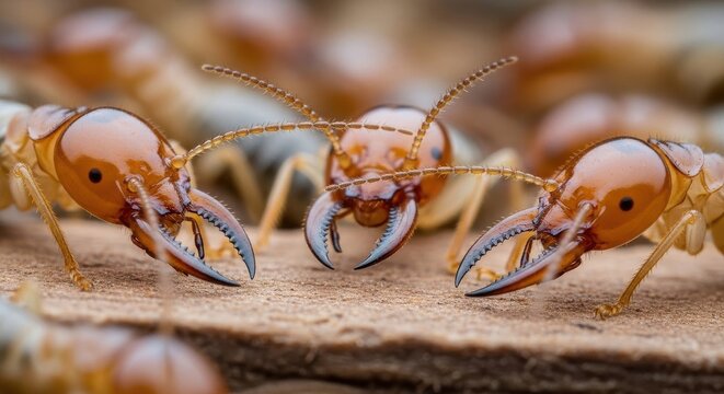 Termite swarm swarm detail macro focus on insects with pincers