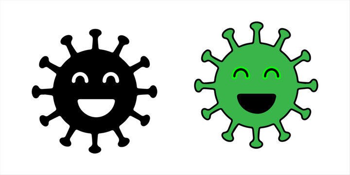 Vector Set Microbes mascots along with the silhouette. Cartoon bacteria microbes and viruses with facial emotions flat vector illustration set. Cute germs and viruses. Vector Set Microbes mascots 