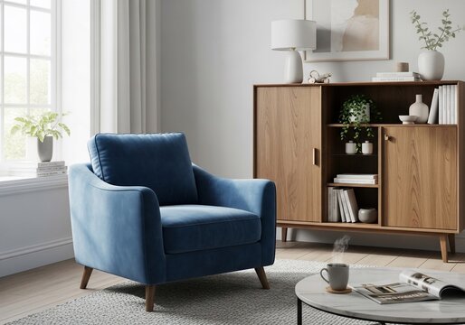 A moment of quietude: plush blue velvet awaits in the soft morning light.