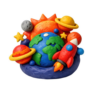 PNG Colorful clay solar system model