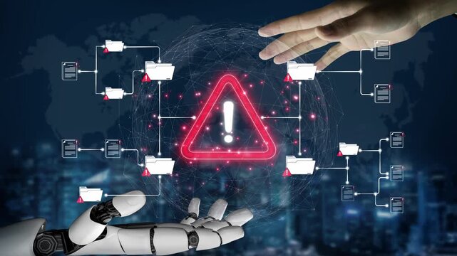 Futuristic Concept of Artificial Intelligence Creating Alerts and Notifications Through Digital Networks with Human Interaction Sigmoid