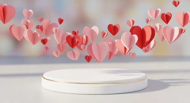 Whispers of Affection: A Cascade of Hearts Above a Pedestal of Dreams