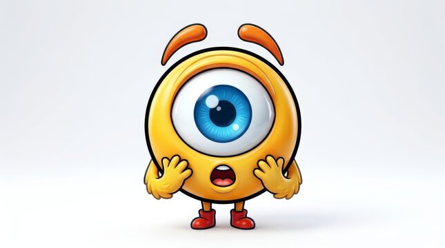 Scared Monster Emoji: A charming, round yellow monster with a single large eye, eyebrows raised, and an open mouth, clutches its hands to its cheeks in a gesture of surprise or fear.
