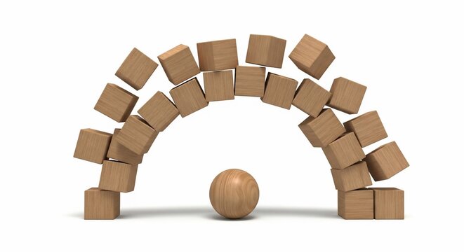 Precarious Arch of Cubes, A Sphere's Sanctuary