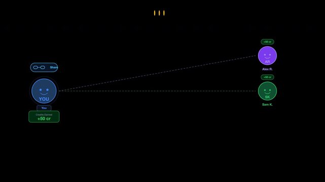 get credits ai free Digital network mapping interface with avatar nodes and connection lines. Suitable for technology, communication, and networking concept designs.