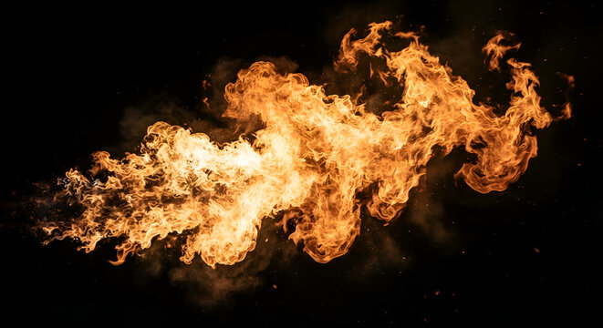 fire on a black background
