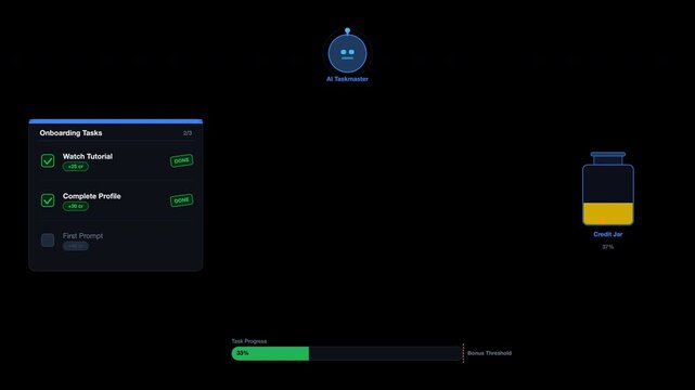 get credits ai free Suitable for software companies marketing materials, presentations, or websites to showcase user onboarding progress and statistics in a visual way.