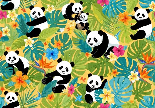 Jungle Jewels: A Panda Paradise Blooms