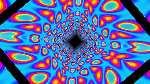 Colorful abstract psychedelic pattern with kaleidoscopic geometric design