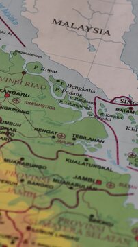 Map of the Singapore-Indonesia border. Batam Island in Sumatra Province.
