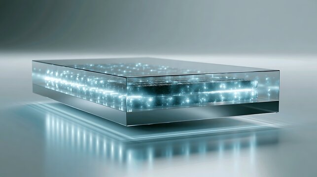 Floating transparent carbon ledger displaying glowing verified carbon units, digital MRV concept,
