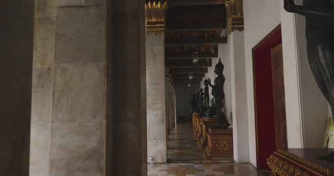 Wat Benchamabophit Dusitwanaram Marble Temple floor it major tourist attraction in Bangkok. Thailand