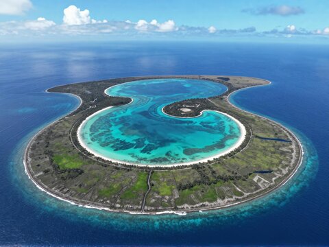 Aerial Top View of Three Color Bays Padar Island Komodo