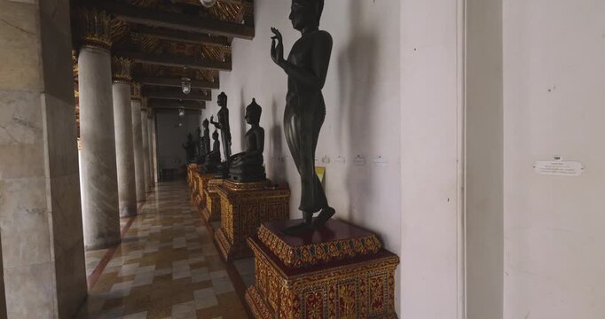 Wat Benchamabophit Dusitwanaram Marble Temple floor it major tourist attraction in Bangkok. Thailand