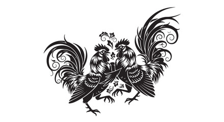 Rooster Logo Design with Two Roosters Stylized for Brand Identity © creations sanddollar