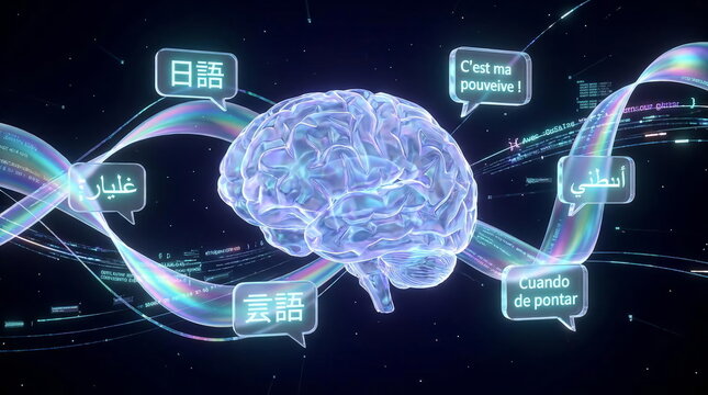 Digital brain with multilingual data for artificial intelligence.