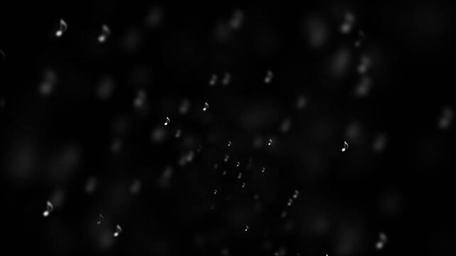 Floating Musical Notes Illustration with Abstract Sound Waves