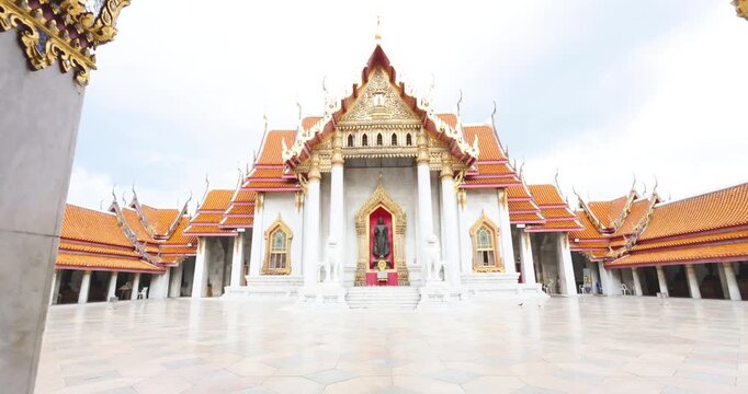 Wat Benchamabophit Dusitwanaram Marble Temple floor it major tourist attraction in Bangkok. Thailand