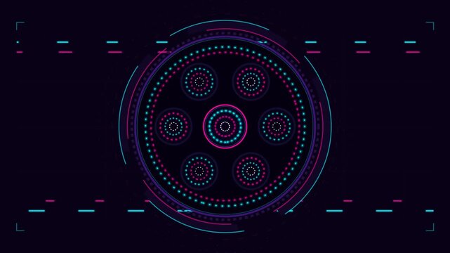 Rotating futuristic neon hud circular user interface element