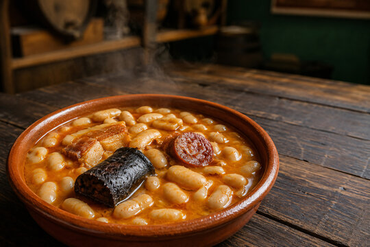Spanish Fabada Asturiana Bean Stew with Chorizo and Pork