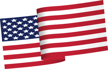 Fototapeta premium American Flag Waving Ribbon Style – USA Dynamic Banner Vector Graphic
