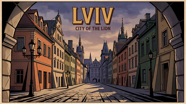 Lviv Historic Lion Cityscape