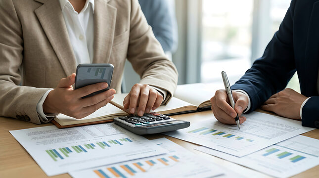 Corporate Financial Analyst Reviewing Audit Documents During Business Meeting