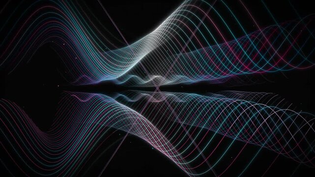 Futuristic neon blue and pink wave canopy tunnel footage in a seamless motion graphics loop.