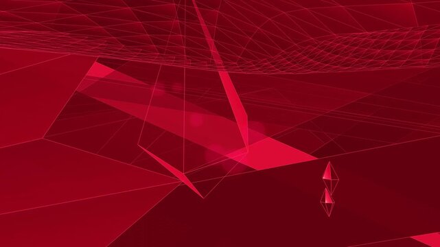 Abstract crimson crystal refraction motion graphics loop with futuristic geometric polygon shapes
