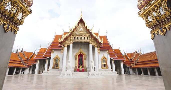 Wat Benchamabophit Dusitwanaram Marble Temple floor it major tourist attraction in Bangkok. Thailand