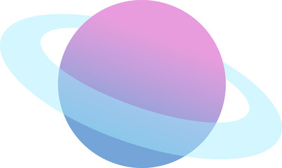 Stylized Purple Planet with Icy Blue Rings Isolated on White Background © agengrad