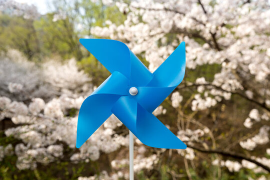Cherry blossoms and pinwheels on a spring day