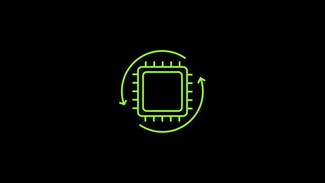 Processor icon Vector logo sign.Thin line illustration Integrated circuit. Computer, phone processor.