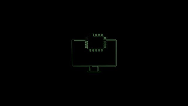 Processor icon Vector logo sign.Thin line illustration Integrated circuit. Computer, phone processor.