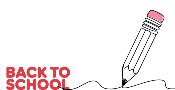 A large pencil a wavy line with the words BACKTOSCHOL in bold red Transparent Background