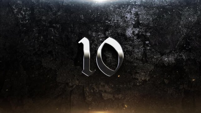 Countdown Dramatic Metallic Number On Dark Grungy Medieval Gothic Rock Metal Movie Grunge Action Cinematic Title Trailer Background