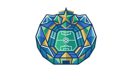 Geometric Soccer Field Emblem with Star Design. © syarif