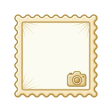 Vintage Camera Icon on Postage Stamp Frame.