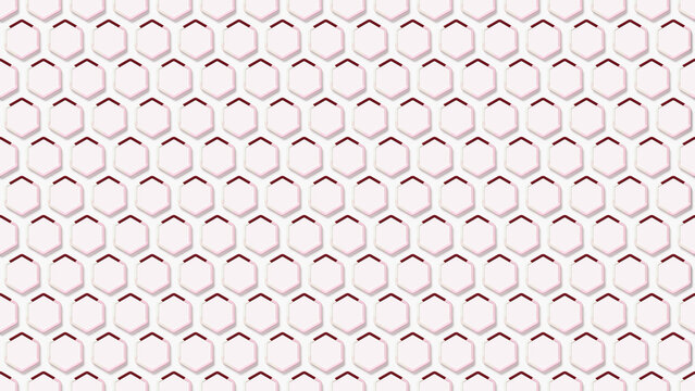 Pink hexagon honeycomb pattern, crimson rose layered border rings, seamless geometric pattern