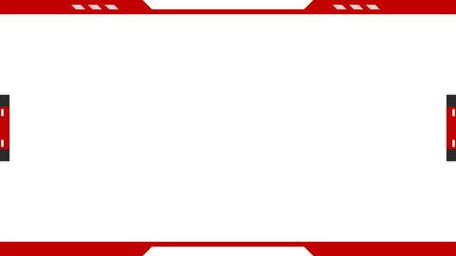 Abstract red and white gaming overlay frame with geometric border design