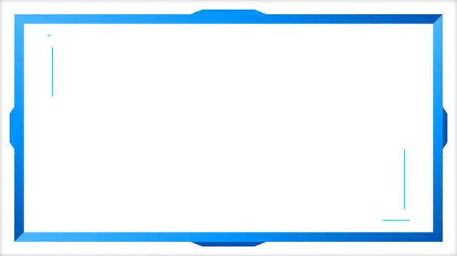 Blue digital frame overlay with geometric corners for video streaming