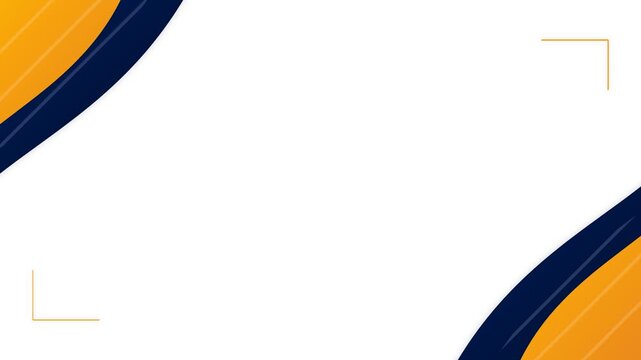 Abstract background with orange and dark blue curved shapes and corner lines