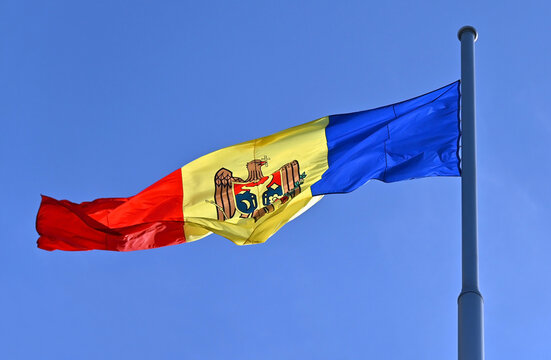 Flag of Moldova waving