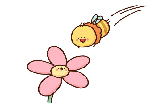 Honeybee flying straight towards its favorite flower, make a beeline for idiom concept