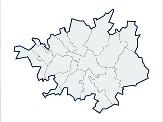 Fototapeta premium Milan City Map with Administrative Zones and District Borders
