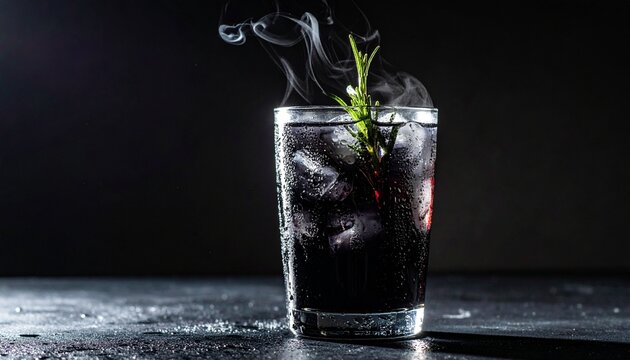 Dramatic Smoked Rosemary Activated Charcoal Lemonade Highball
