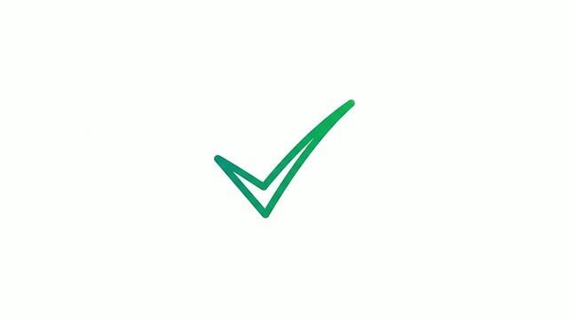 Close-up of a green check mark on white background