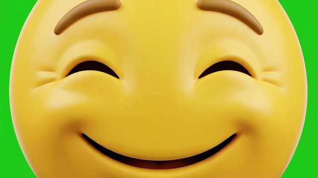 Close-up of Smiling Emoji Ball with Green Background